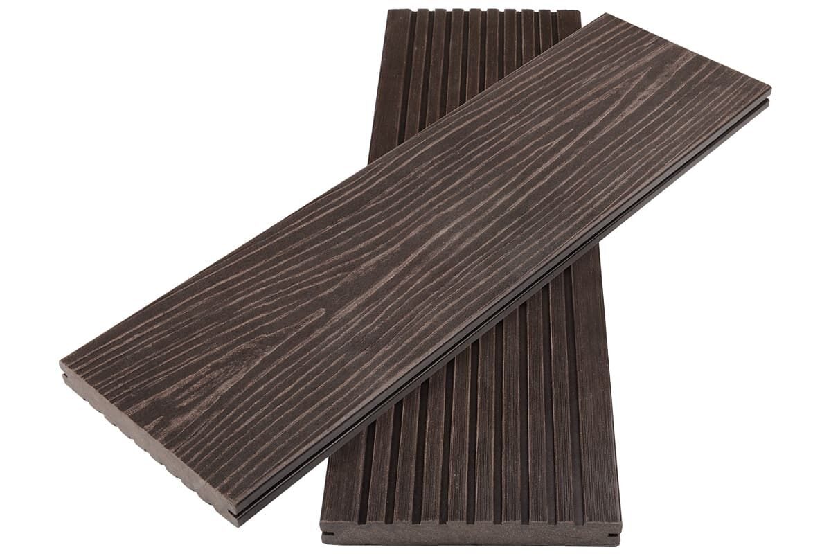 Террасная доска ПОЛНОТЕЛАЯ - UnoDeck Solid - 3D-Дерево/Вельвет, цвет - венге